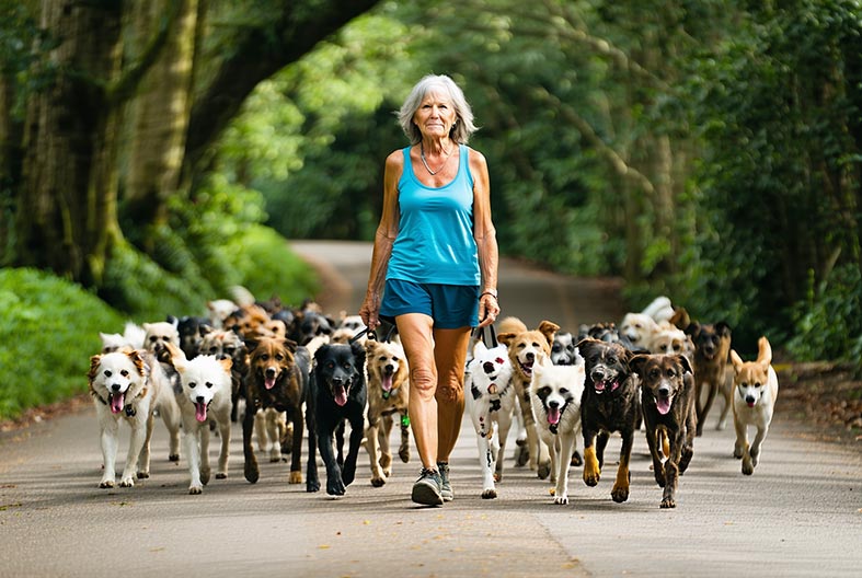 Maggie sets new record with 19 dogs on leash