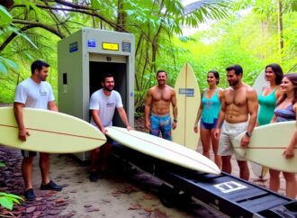 Board scanner in place at Baker entrance