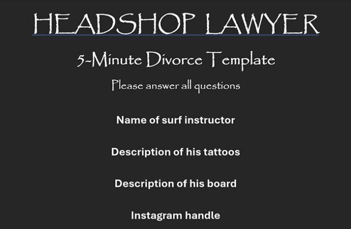 Headshop Lawyer Adds “5-Minute Divorce”